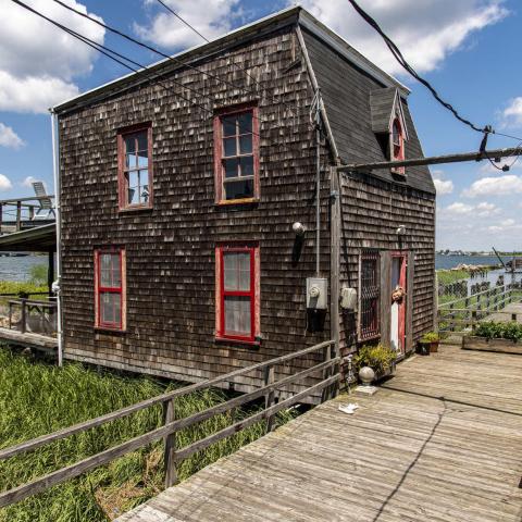 distressed, funky, bohemian, deck, water, beach, dock, colorful, 