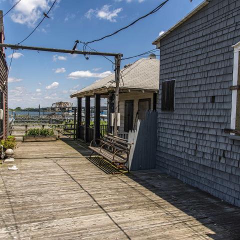 distressed, funky, bohemian, deck, water, beach, dock, colorful, 