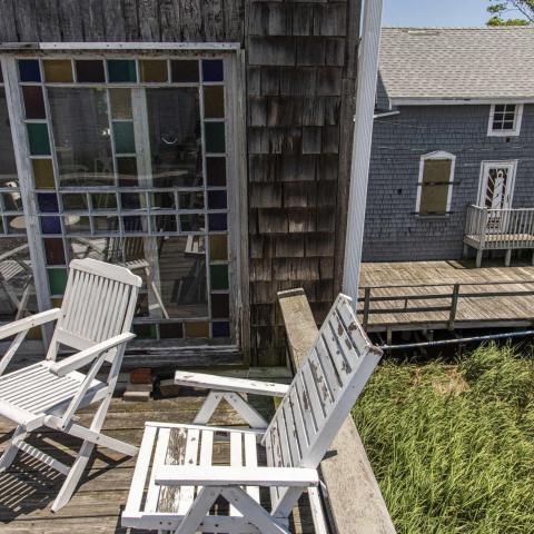 distressed, funky, bohemian, deck, water, beach, dock, colorful, 