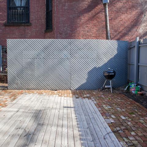 brownstone, contemporary, light, white, fireplace, kitchen, deck, 