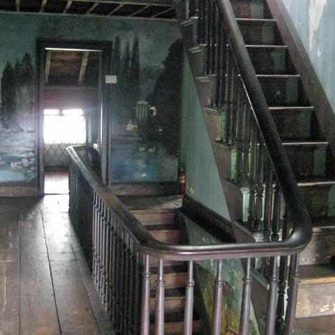 mansion, colorful, distressed, bohemian, funky, empty room, 