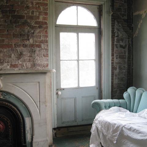 mansion, colorful, distressed, bohemian, funky, empty room, 