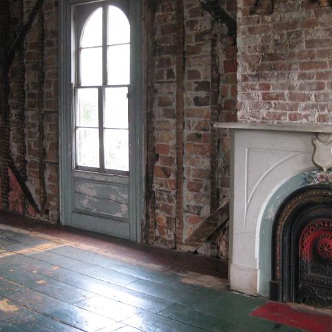 mansion, colorful, distressed, bohemian, funky, empty room, 