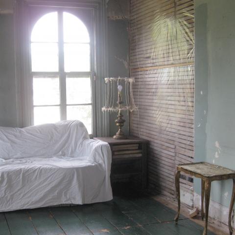 mansion, colorful, distressed, bohemian, funky, empty room, 