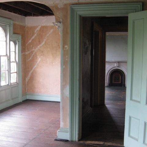 mansion, colorful, distressed, bohemian, funky, empty room, 
