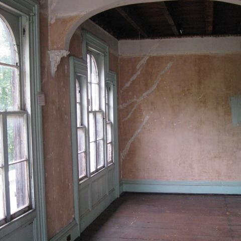 mansion, colorful, distressed, bohemian, funky, empty room, 