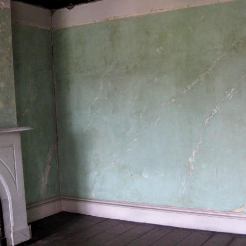 mansion, colorful, distressed, bohemian, funky, empty room, 