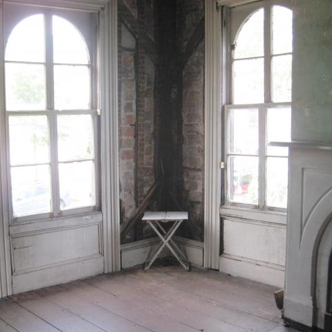 mansion, colorful, distressed, bohemian, funky, empty room, 