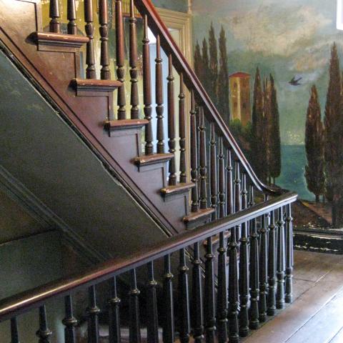 mansion, colorful, distressed, bohemian, funky, empty room, 