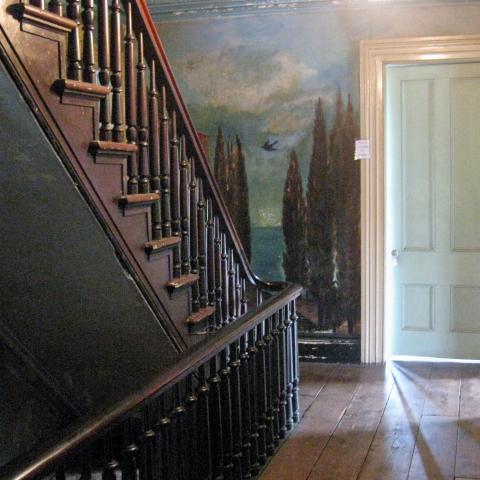 mansion, colorful, distressed, bohemian, funky, empty room, 