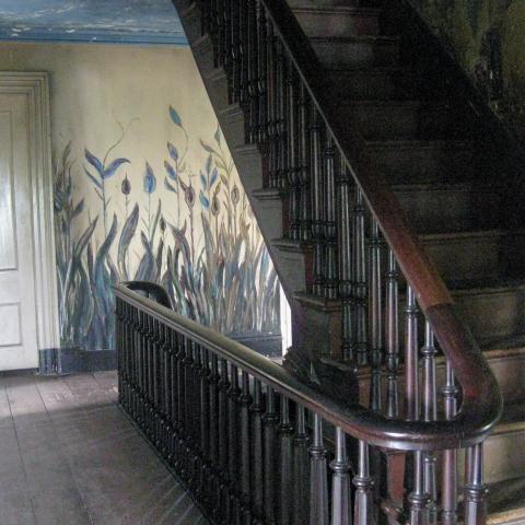 mansion, colorful, distressed, bohemian, funky, empty room, 