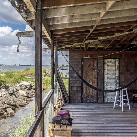 distressed, funky, bohemian, deck, water, beach, dock, colorful, 
