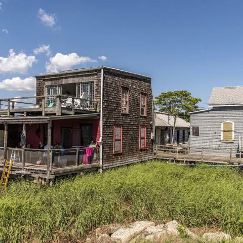 distressed, funky, bohemian, deck, water, beach, dock, colorful, 