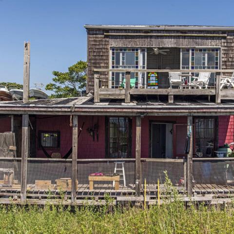 distressed, funky, bohemian, deck, water, beach, dock, colorful, 