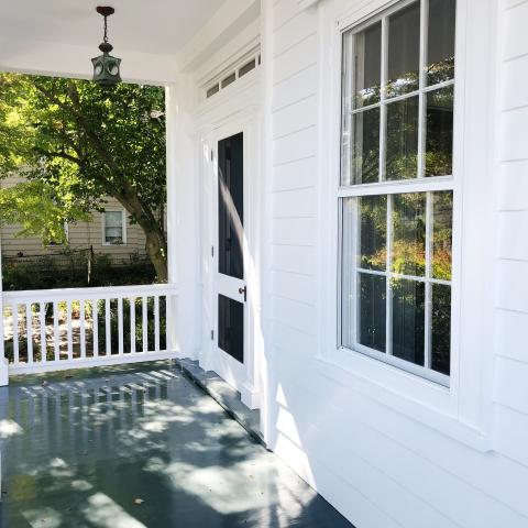 suburban, white, light, airy, traditional, contemporary, porch, 