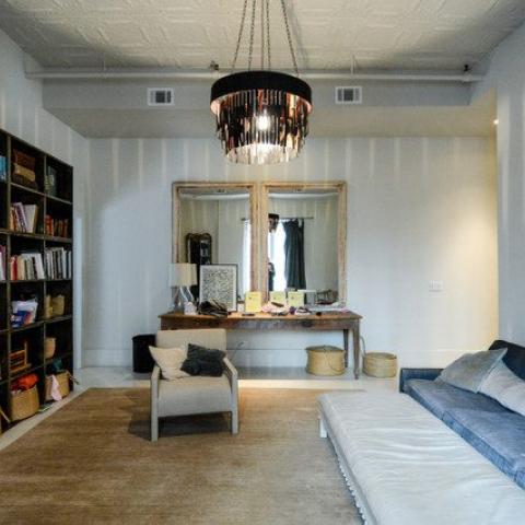 loft, apartment, modern, contemporary, bohemian, bathroom, bedroom, 