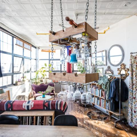 bohemian, funky, eclectic, rooftop, 