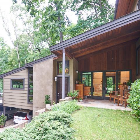 suburban, contemporary, garden, stone, Asheville, 