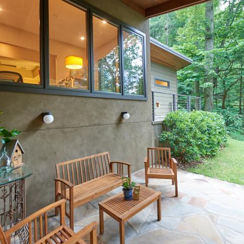 suburban, contemporary, garden, stone, Asheville, 