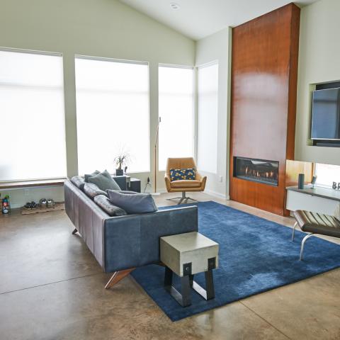 modern, contemporary, Asheville, fireplace, kitchen, 