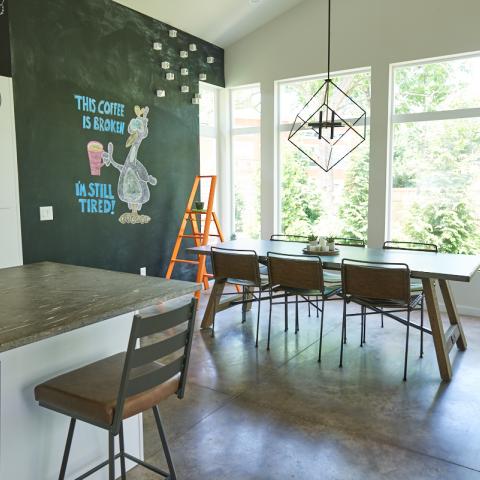 modern, contemporary, Asheville, fireplace, kitchen, 