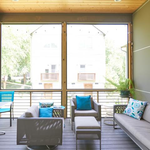 modern, contemporary, Asheville, fireplace, kitchen, 