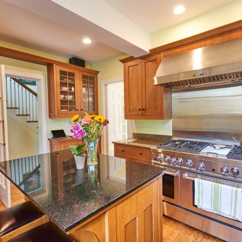 suburban, contemporary, fireplace, deck, 