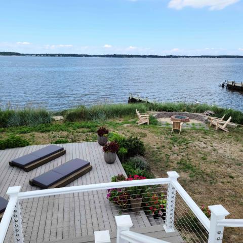 Hamptons, beach, water, deck, white, light, 