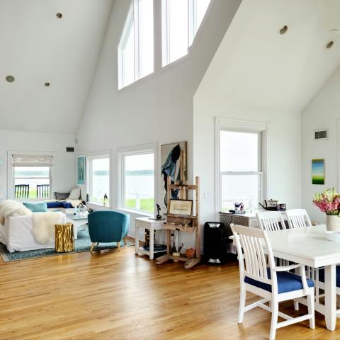 Hamptons, beach, water, deck, white, light, 