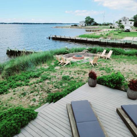 Hamptons, beach, water, deck, white, light, 