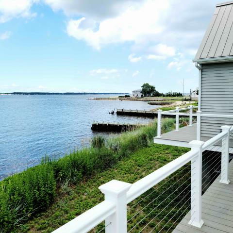 Hamptons, beach, water, deck, white, light, 