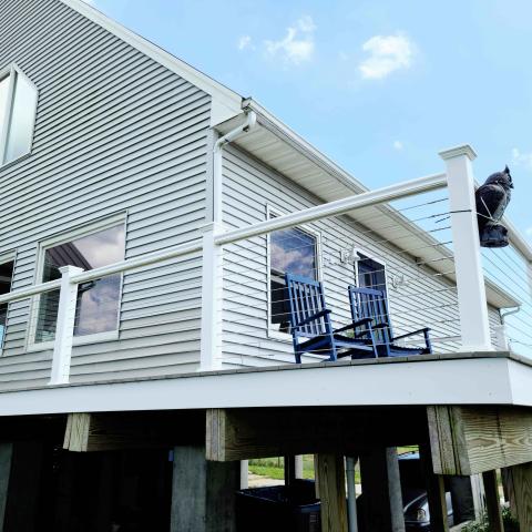 Hamptons, beach, water, deck, white, light, 