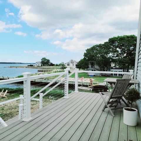 Hamptons, beach, water, deck, white, light, 