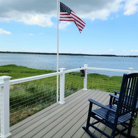 Hamptons, beach, water, deck, white, light, 