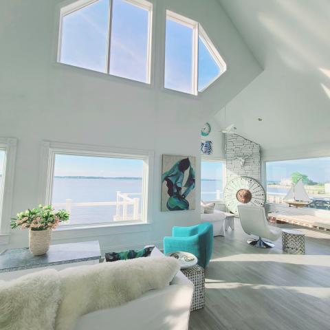 Hamptons, beach, water, white, light, deck, 