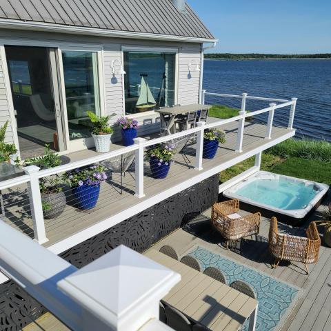 Hamptons, beach, water, white, light, deck, 