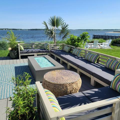 Hamptons, beach, water, white, light, deck, 