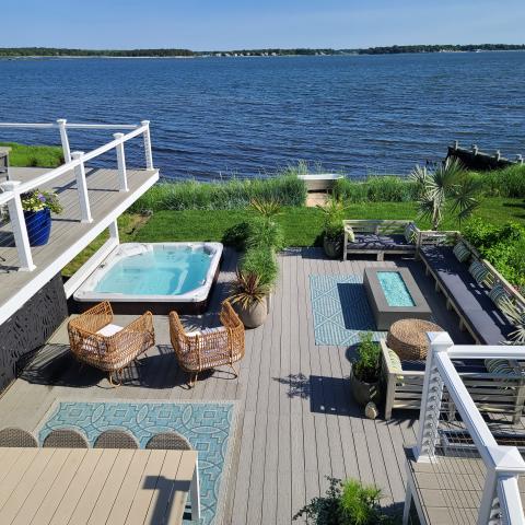 Hamptons, beach, water, white, light, deck, 