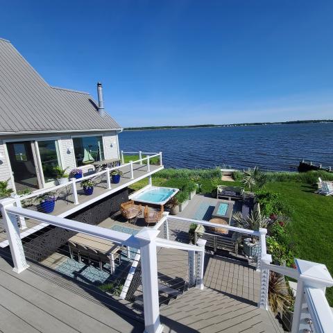 Hamptons, beach, water, white, light, deck, 