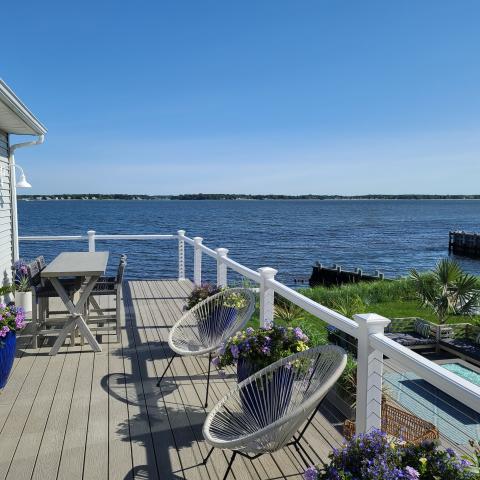 Hamptons, beach, water, white, light, deck, 