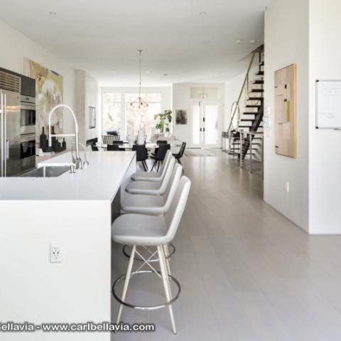 townhouse, contemporary, modern, light, white, glass, bathroom, kitchen, 