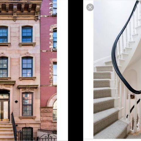 brownstone, bathroom, staircase, fireplace, contemporary, 