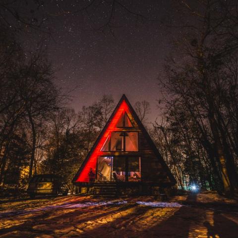 cabin, wooded, deck, rural, country, 