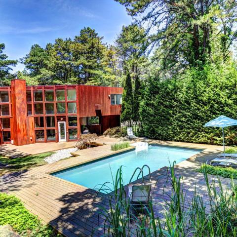 Hamptons, pool, deck, contemporary, wood, 