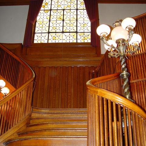 staircase, wood, traditional, ornate, garden, 