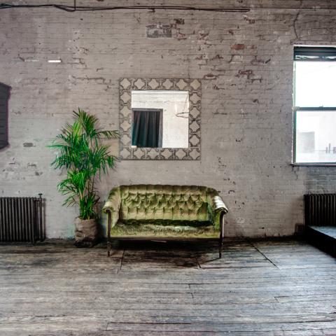 loft, bohemian, funky, textured walls, wood, piano, 