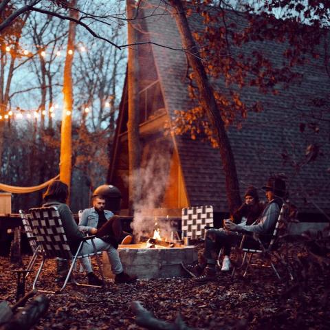 cabin, wooded, deck, rural, country, 