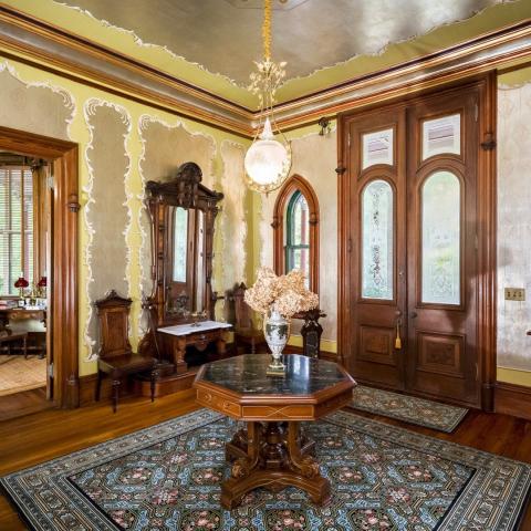 opulent, grand, mansion, victorian, garden, greenhouse, staircase, porch, 