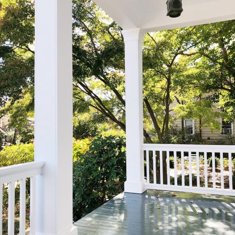 suburban, white, light, airy, traditional, contemporary, porch, 