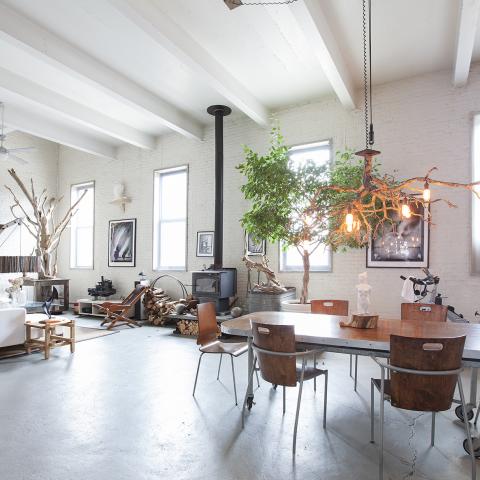 loft, apartment, eclectic, white, textured walls, 